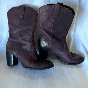 Purple leather cowboy boots